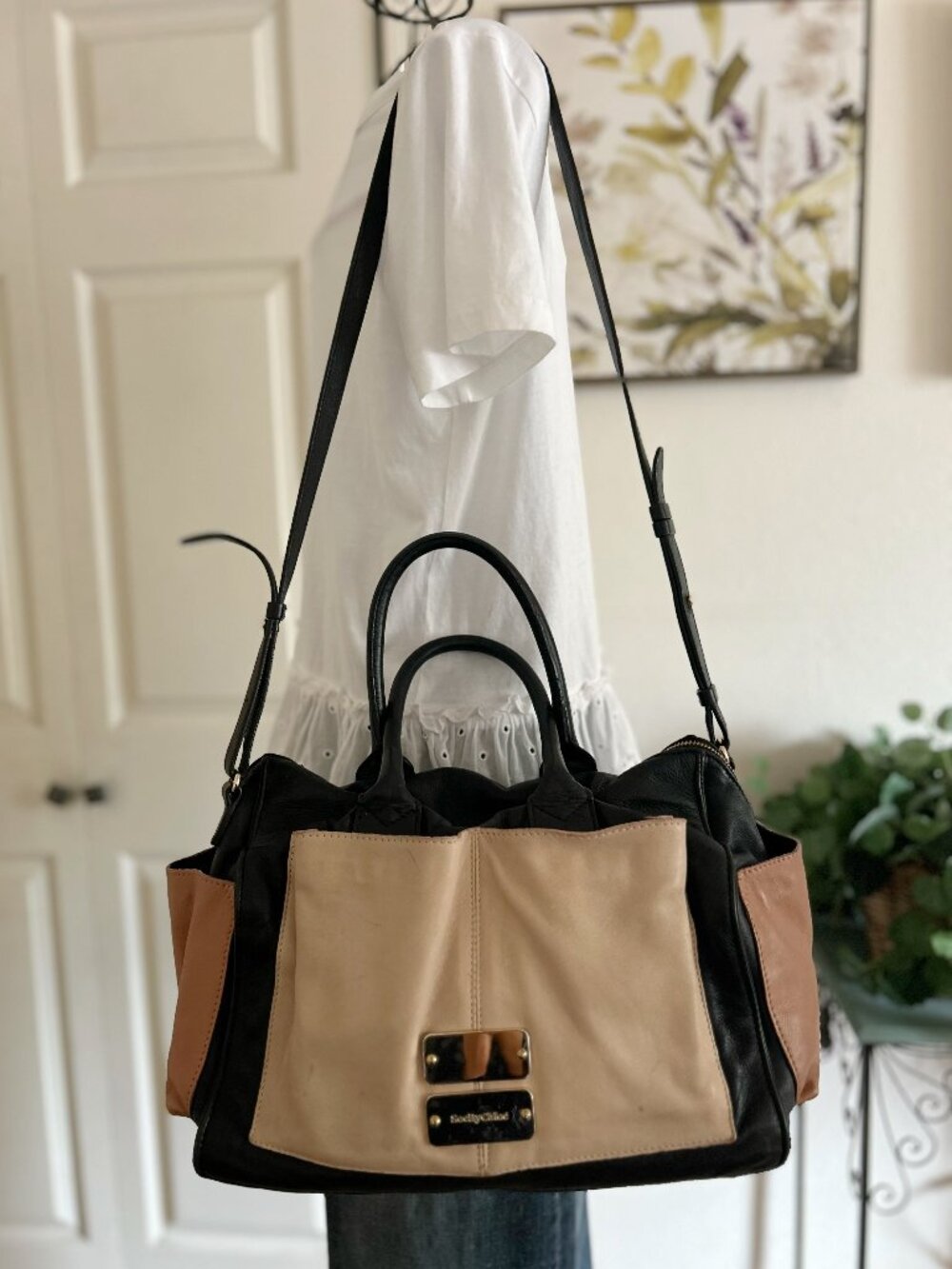 See By Chloe Black, Beige & Brown Two-Tone Shoulder Bag